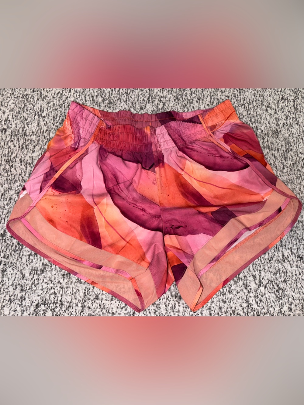 Athleta Women's Mesh Running Shorts Pink & Orange Sz Small EUC